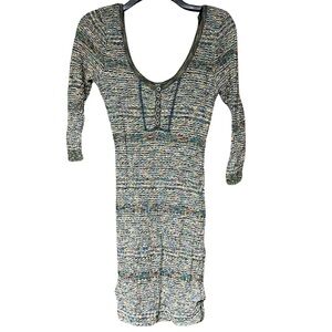 Vintage Free People dress stretch scoopneck sweater body hugging colorful size M
